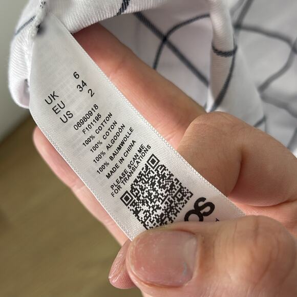 ASOS Black and White Window Pane Plaid Button Detail Tie Shoulder Dress Sz 2 - Picture 5 of 9